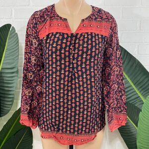 Lucky Brand blue and red print blouse